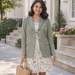 Amanda Smith Green Three Button Collar Blazer Medium